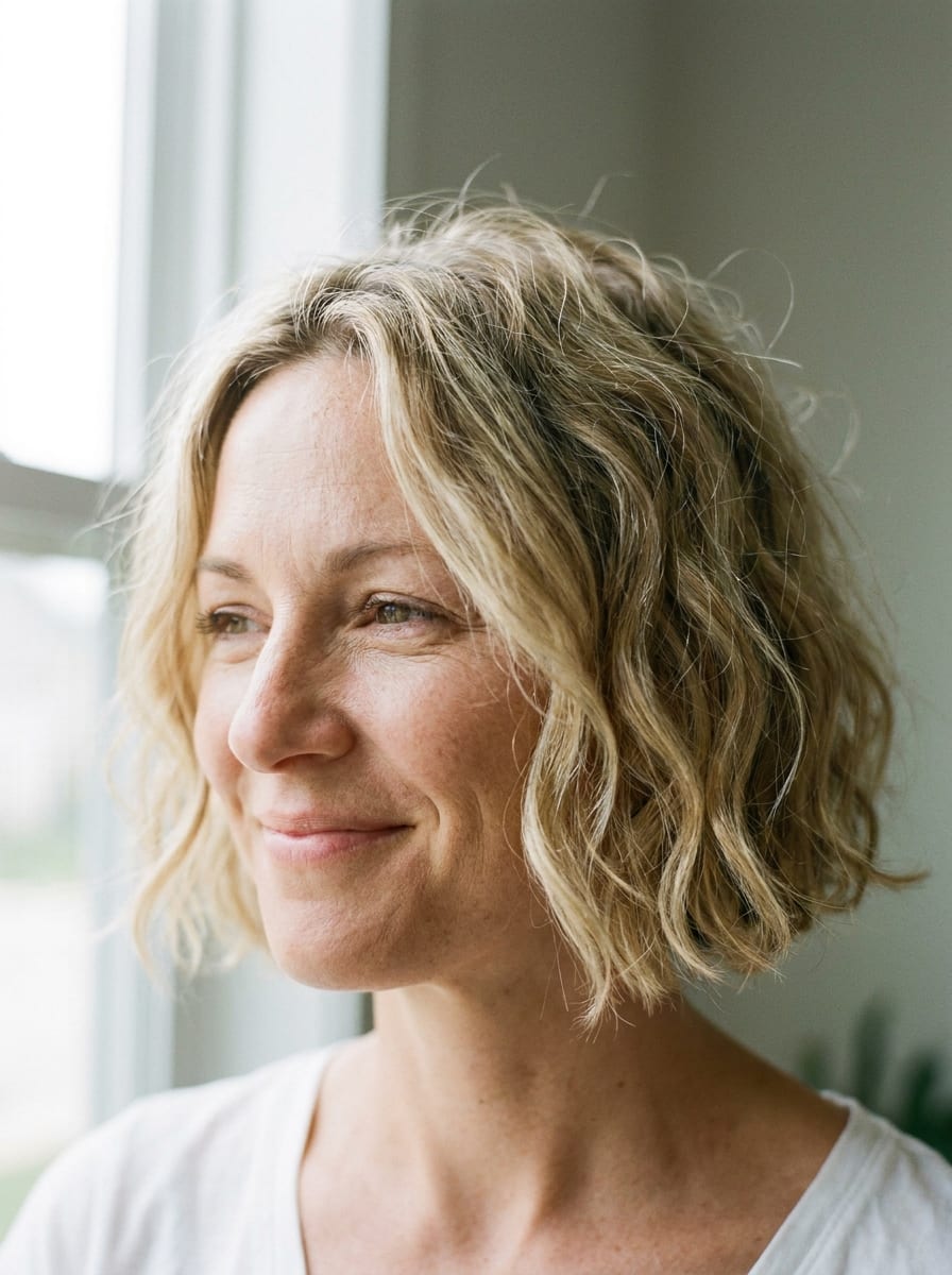 Wavy Blonde Bob - Kurzer blonder Bob